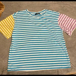 Shein Stripped Color block shirt